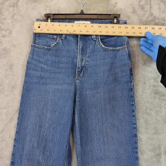 Abercrombie & Fitch Jeans Womens 27 4R Blue 90s Relaxed High Rise Raw Hem Denim - Picture 2 of 11